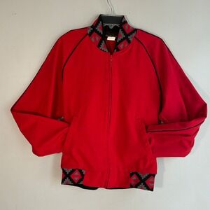 Vtg David James Bomber Jacket Mens Medium Red Southwestern Aztec Geometric USA